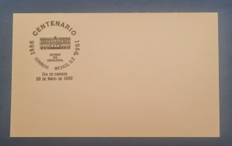 Tarjeta con sello de primera emisión (Centenario museo de Geología)