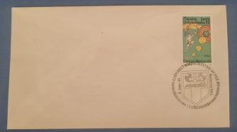 Sobre con sello de primera emisión (Marruecos-Inglaterra 6Jun86)