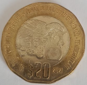M013, 20 pesos, 2021  700 Aniversario - Fundación de Tenochtitlán