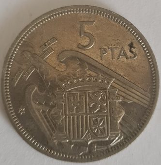 M020, 5 pesetas, 1957 - Imagen 2